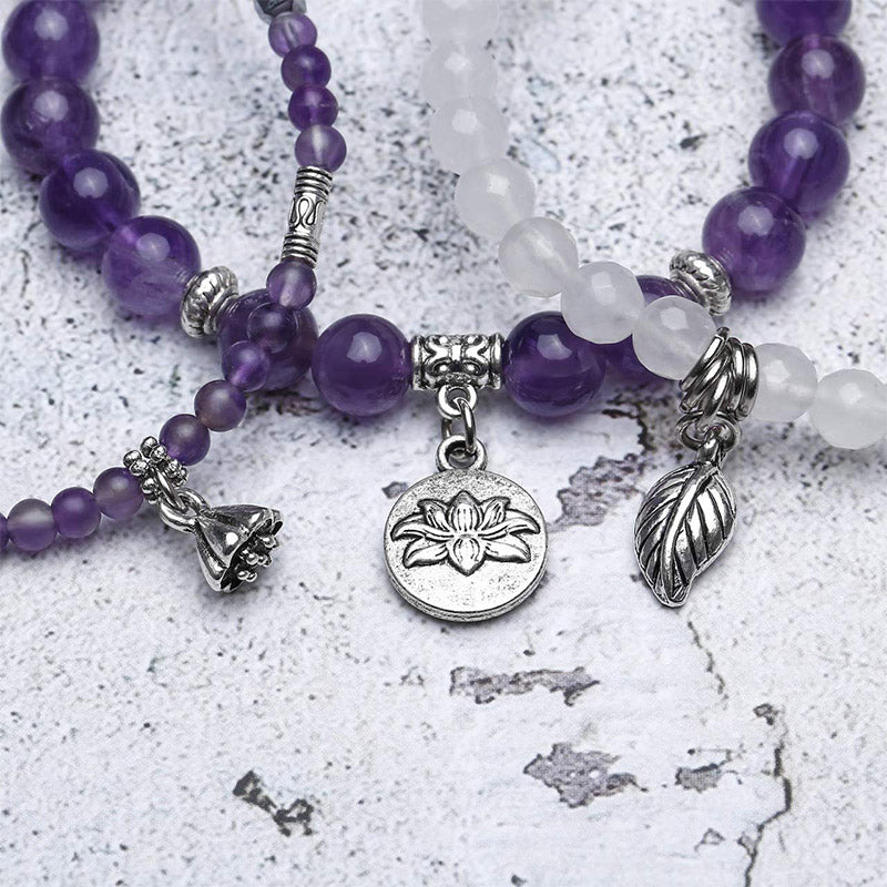 Amethyst Lotus Symbol 3 - Piece Bracelet - image 3