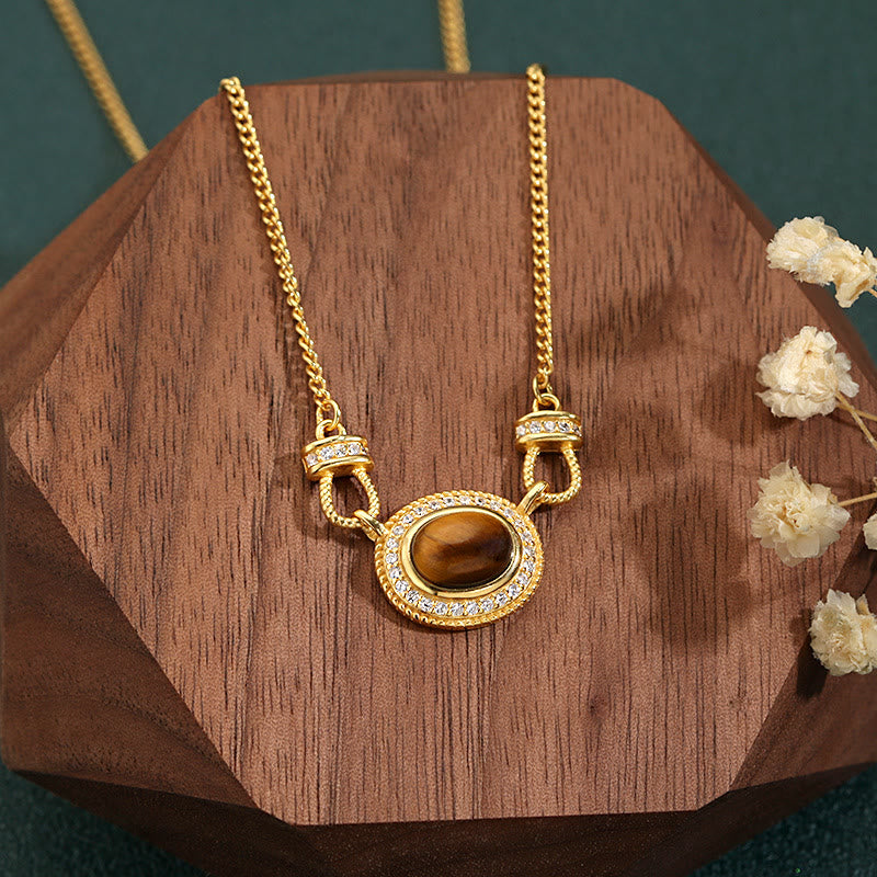 Olivenorma "The Book Of Galaxy"-Tiger Eye Stone Retro Necklace - image 1