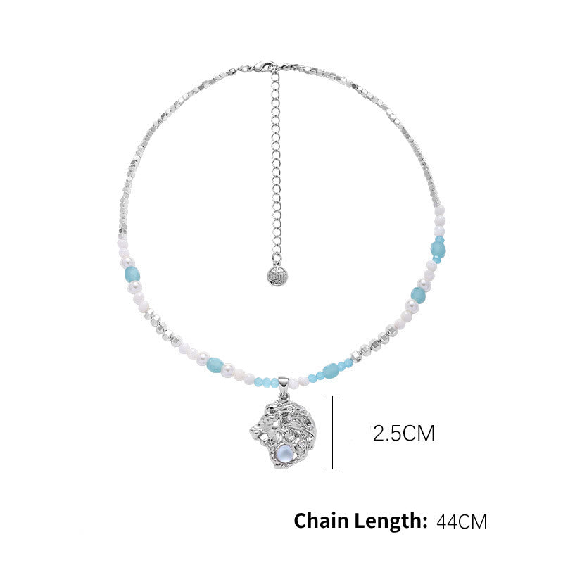 Olivenorma Moonstone Zodiac Pendant Alloy Necklace - Leo - image 3