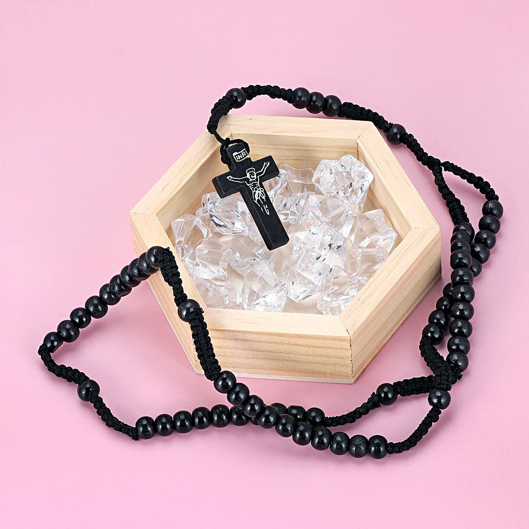 Olivenorma Cross Wooden Mala Bead Rosary Necklace - image 3