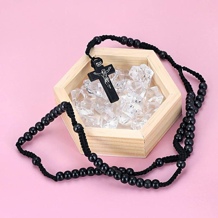Olivenorma Cross Wooden Mala Bead Rosary Necklace - image 3
