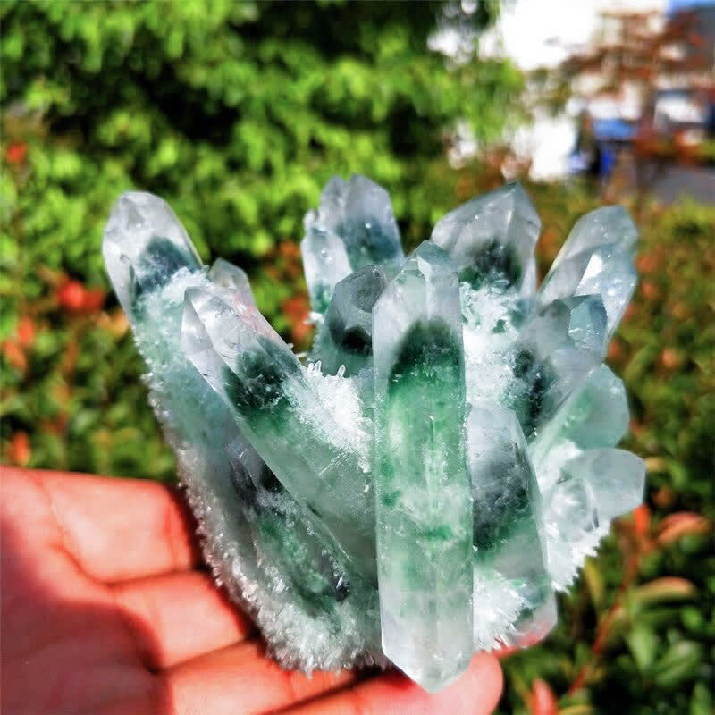 Olivenorma Beautiful Healing Green Phantom Quartz Gemstone Decoration - 300-400g - image 1