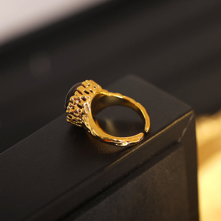 Olivenorma Natural Tiger Eye Stone Vintage Open Ring - image 3