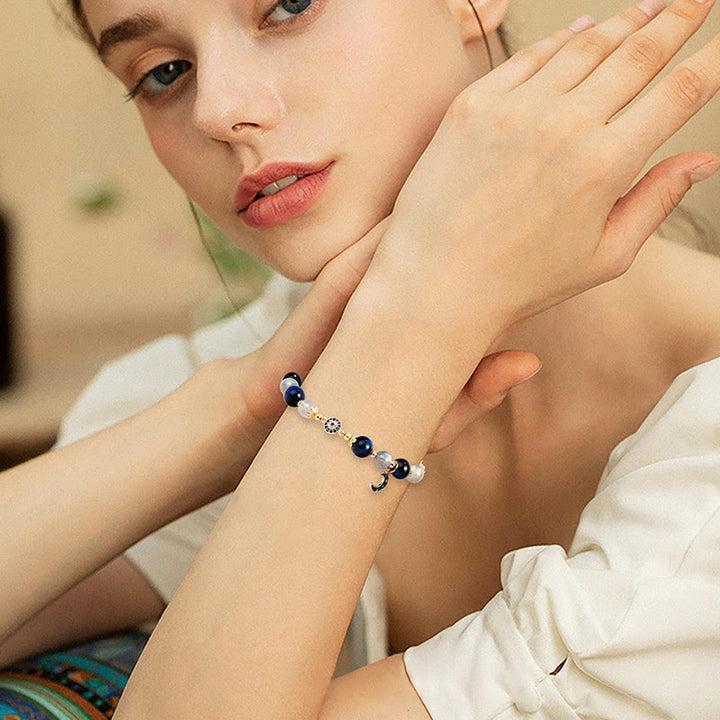 Olivenorma Moonstone Sapphire Evil Eye Bracelet - image 2