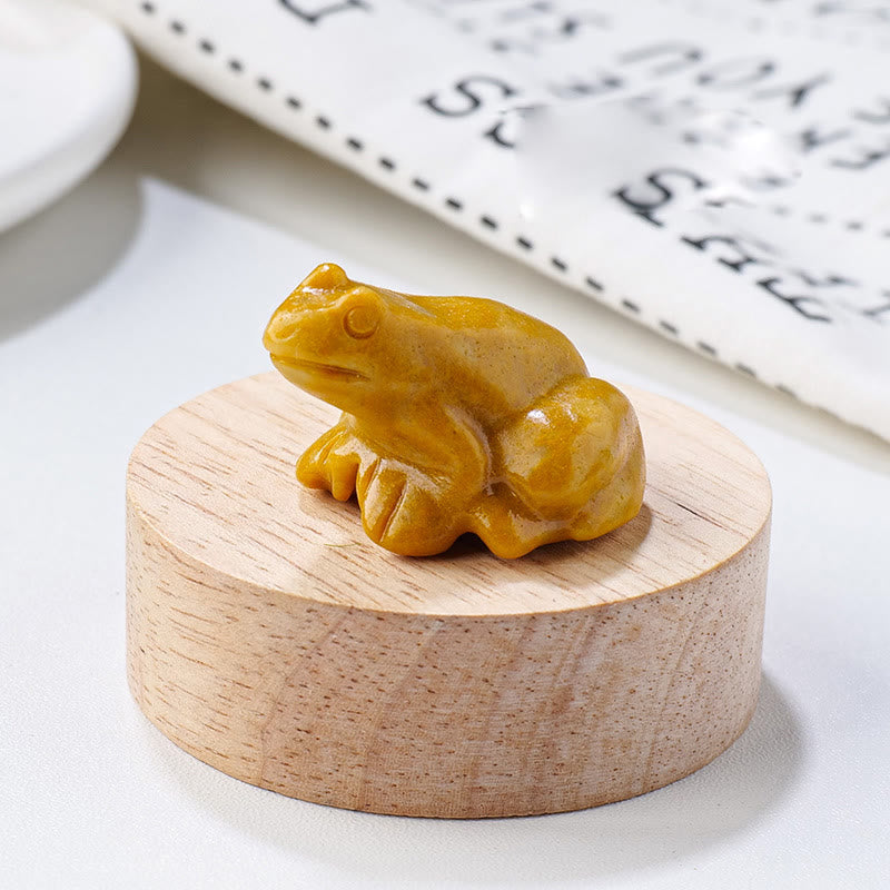 Olivenorma Natural Gemstone Carved Frog Statue Gemstone Decoration - Yellow Jade - image 17