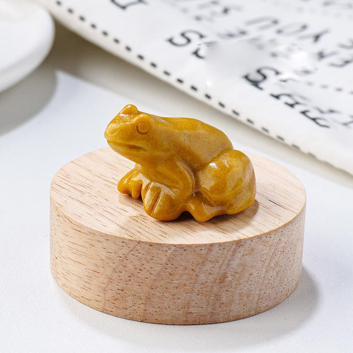 Olivenorma Natural Gemstone Carved Frog Statue Gemstone Decoration - Yellow Jade - image 17