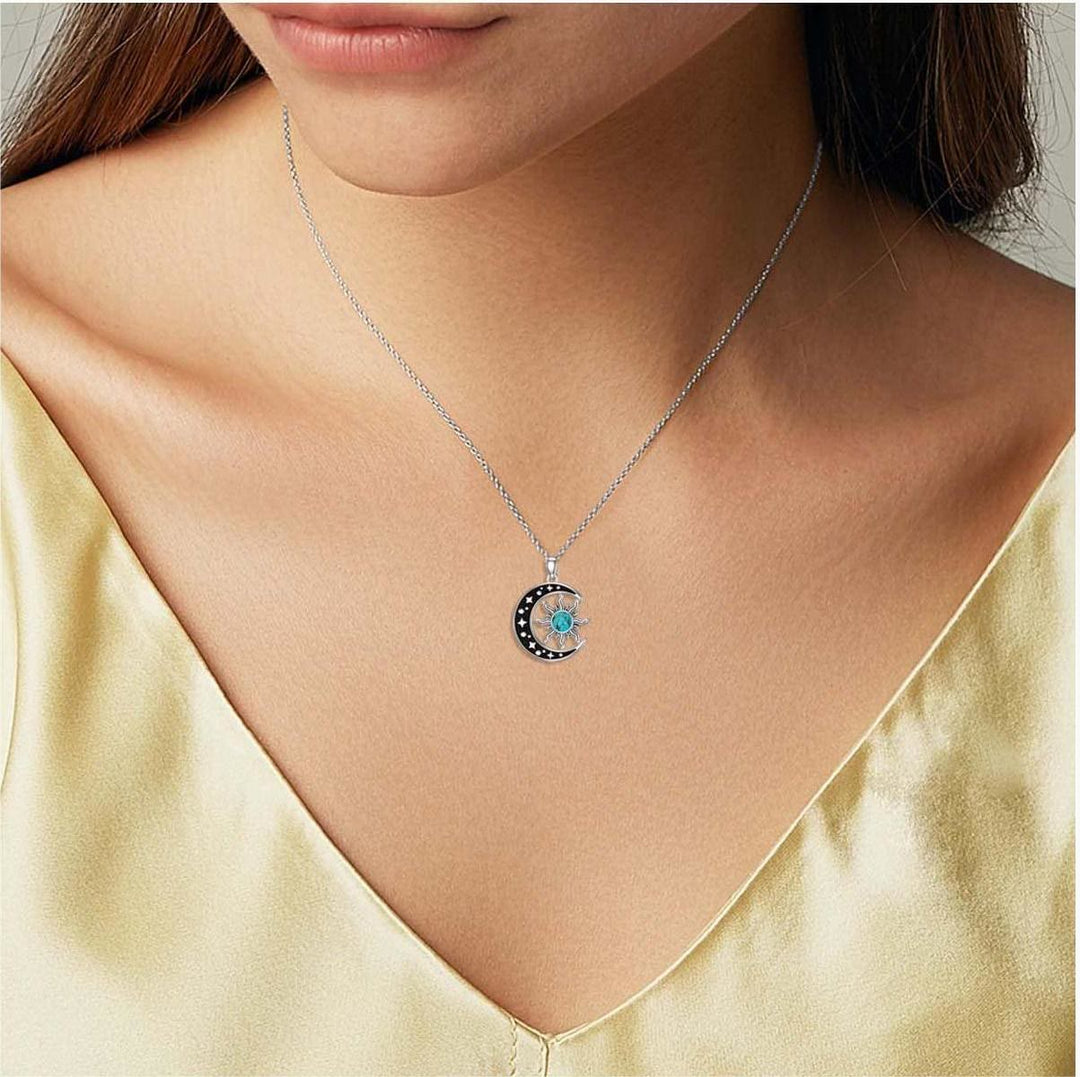 Olivenorma Turquoise Moon Sun Pendant Necklace - image 1