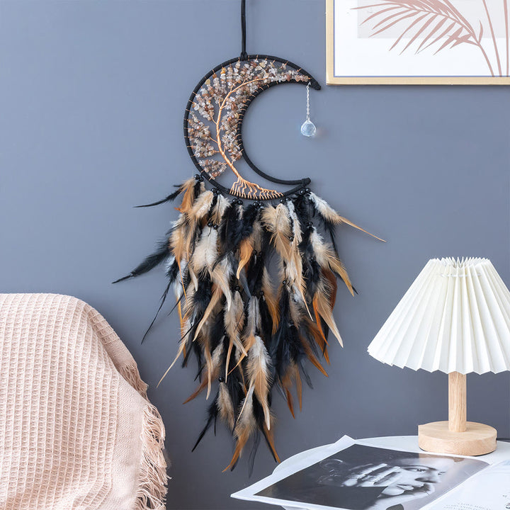 Olivenorma Natural Gravel Woven Tree of Life Moon Dream Catcher - image 29