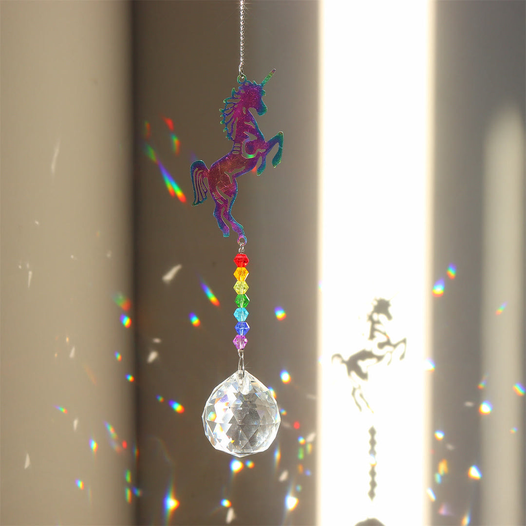 Olivenorma Clear Crystal Hanging Chakra Beads Wind Chime Suncatcher - Colored Horse - image 41