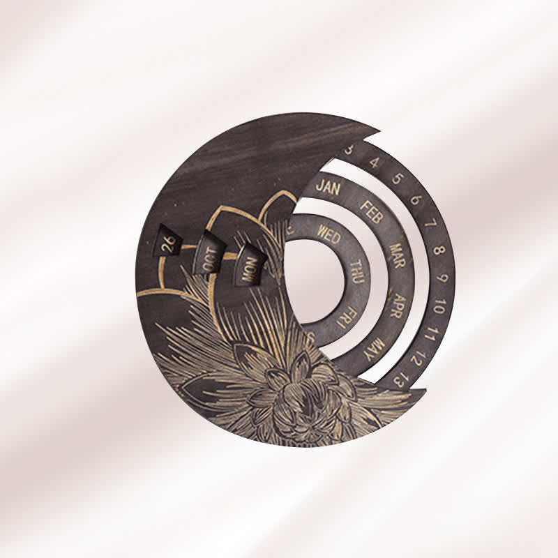 Olivenorma Circle Wooden Crescent Moon Perpetual Calendar Wall Decor - image 6