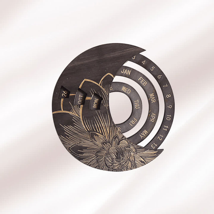 Olivenorma Circle Wooden Crescent Moon Perpetual Calendar Wall Decor - image 6