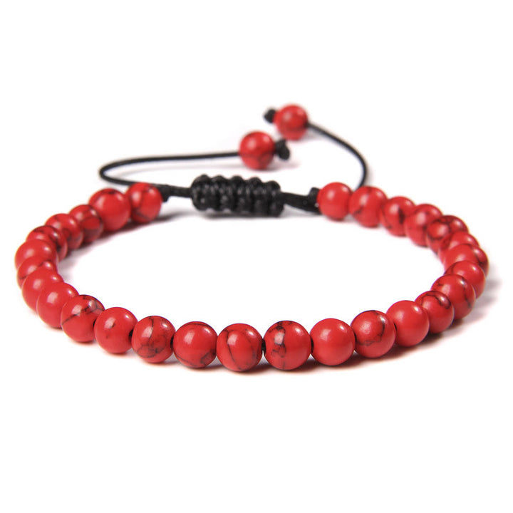 Olivenorma Natural 6mm Stone Beads Braided Wrap Bracelet - Red Turquoise - image 34