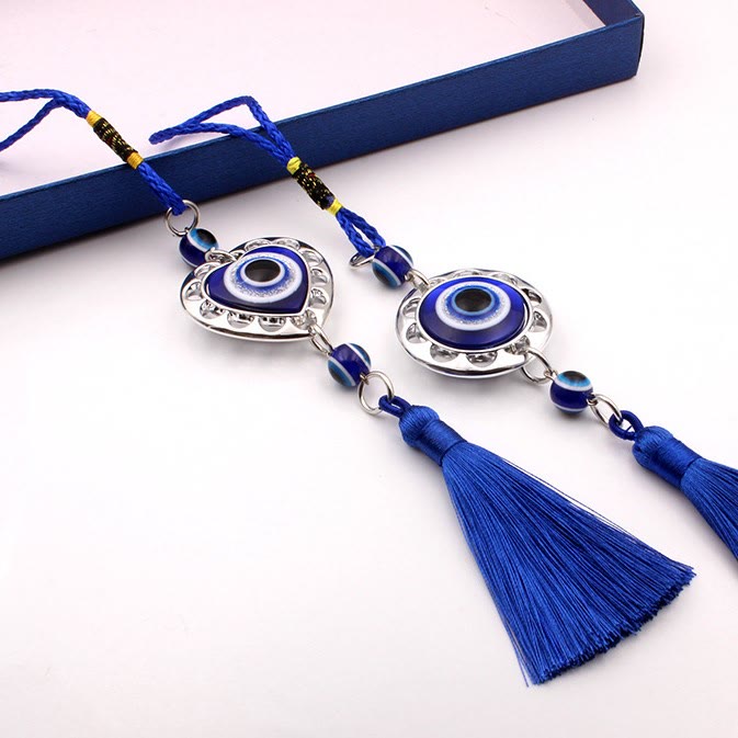 Olivenorma Blue Evil Eye Tassel Car Ornament - image 7