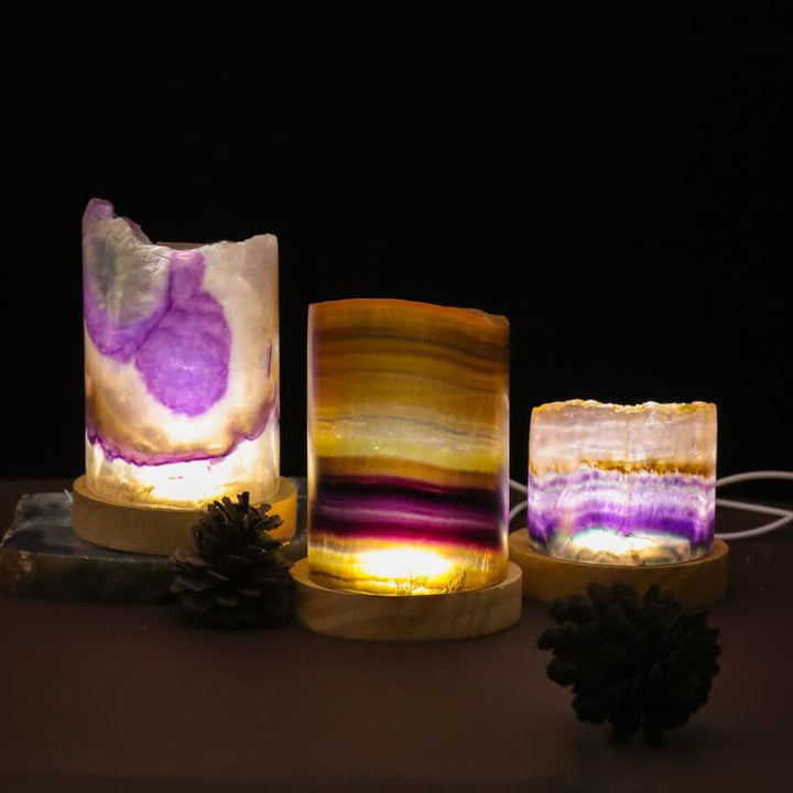 Olivenorma Natural Fluorite Cylinder Crystal Lamp - image 6