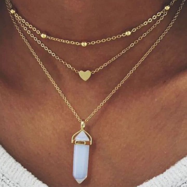 Natural Crystal Hexagonal Gemstone Necklace - image 8
