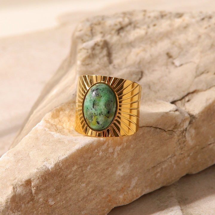 Olivenorma "African Turquoise Majesty" Wide African Turquoise Ring - image 3