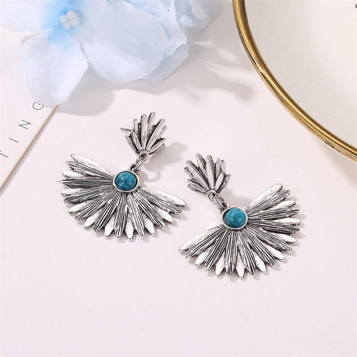 Olivenorma "Beauty And Strength" Vintage Sector Turquoise Earrings  - image 1