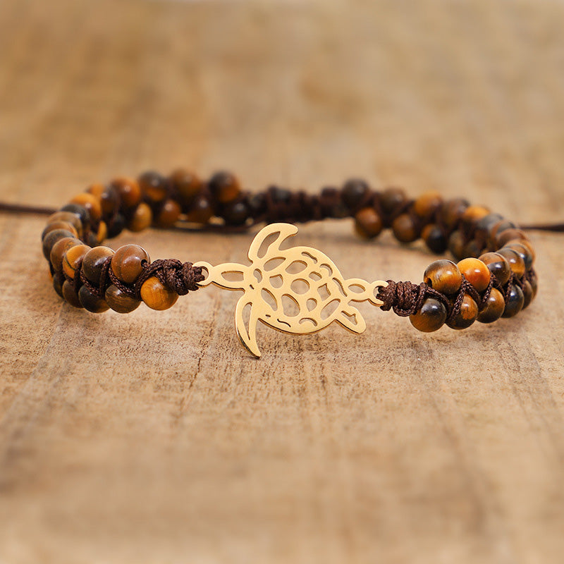 Natural Stone Turtle Bracelet - Tiger Eye #1 - image 0