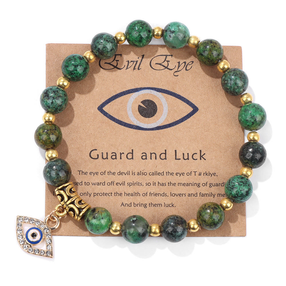 Olivenorma Natural Stone Bead Evil Eye Pendant Bracelet - Evil Eye&African Turquoise - image 23