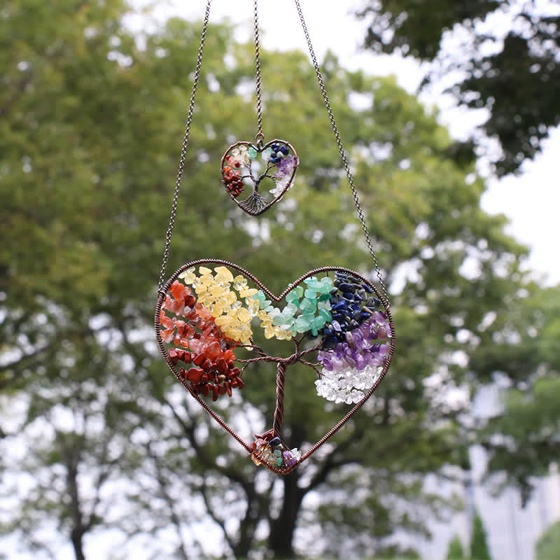 Olivenorma Heart Shape Chakra Tree Of Life Crystal Dream Catcher - image 1