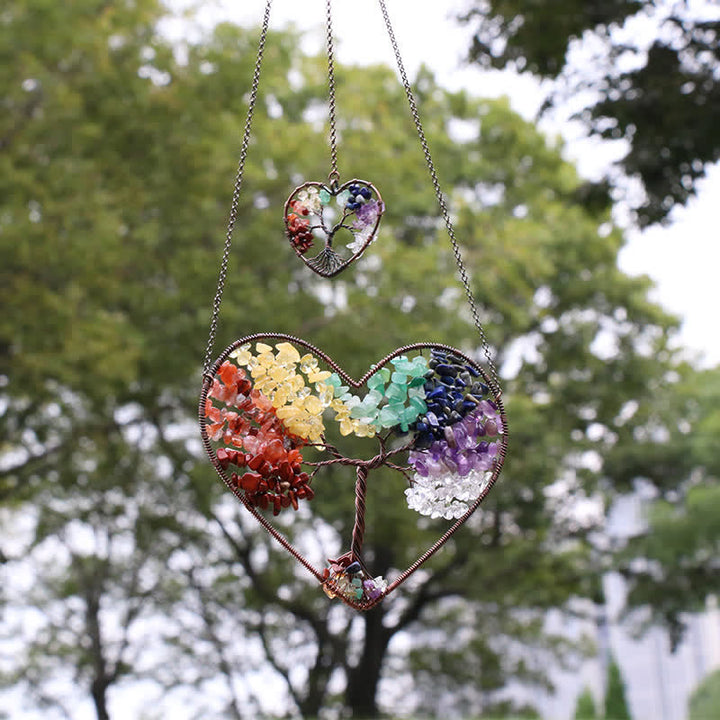 Olivenorma Heart Shape Chakra Tree Of Life Crystal Dream Catcher - image 1