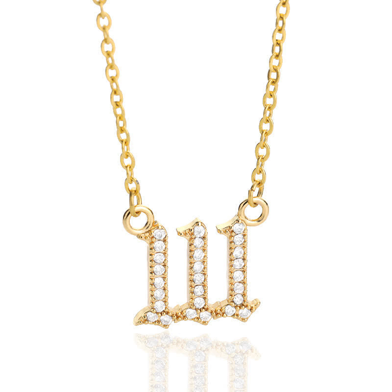 Olivenorma Zircon Angel Number Necklace - Gold - 111 - image 8