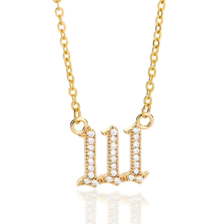 Olivenorma Zircon Angel Number Necklace - Gold - 111 - image 8