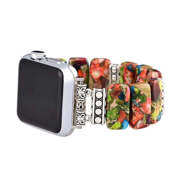 Olivenorma Rectangular Oyster Turquoise Beaded Elastic Cord Apple Watch Strap - image 3