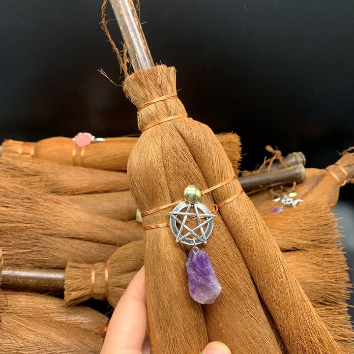 Olivenorma Crystal Straw Broom Star Ornament - Pentagram & Amethyst - image 22