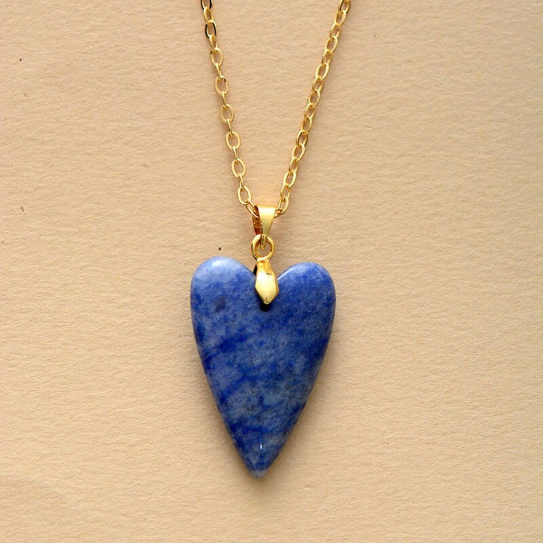 Olivenorma Healing Crystal Heart Pendant Necklace - Blue Aventurine - image 6