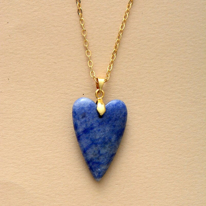 Olivenorma Healing Crystal Heart Pendant Necklace - Blue Aventurine - image 6
