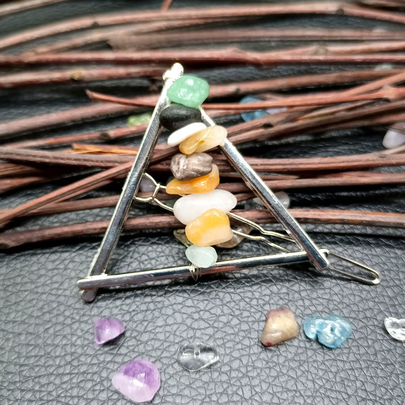 Olivenorma Crystal Triangle Gravel Geometric Hair Accessories Comb Hairpin - Yellow Agate&Green Aventurine - image 6