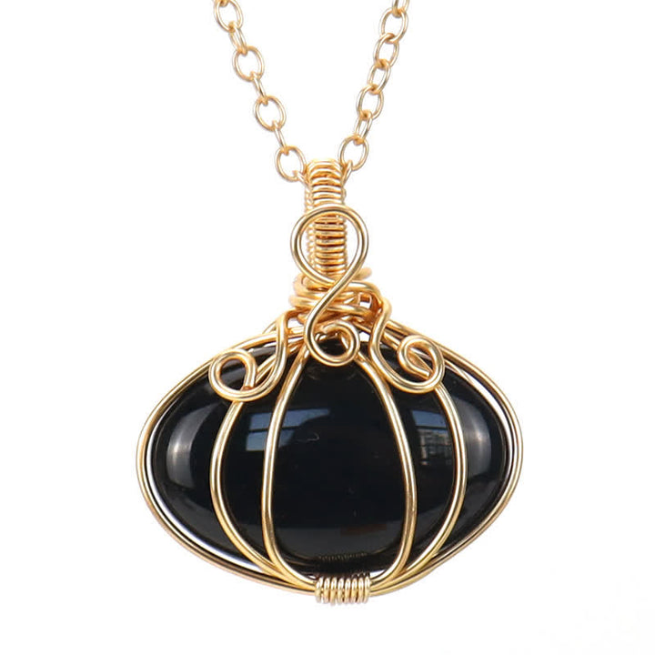 Olivenorma GUARDIAN PUMPKIN - Creative Pumpkin Crystal Necklace - Obsidian - image 13