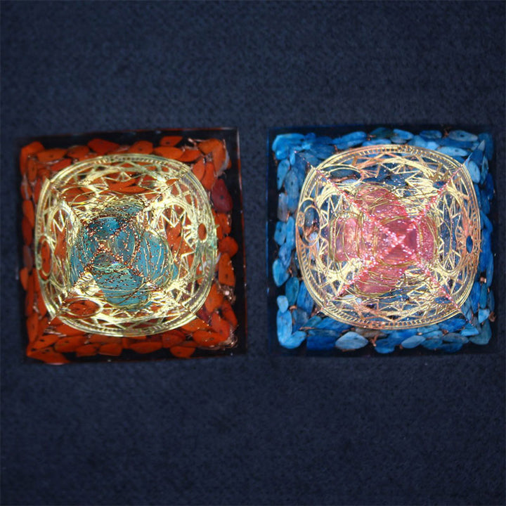 Olivenorma Red Quartz with Lapis Lazuli Orgone Pyramid - image 8