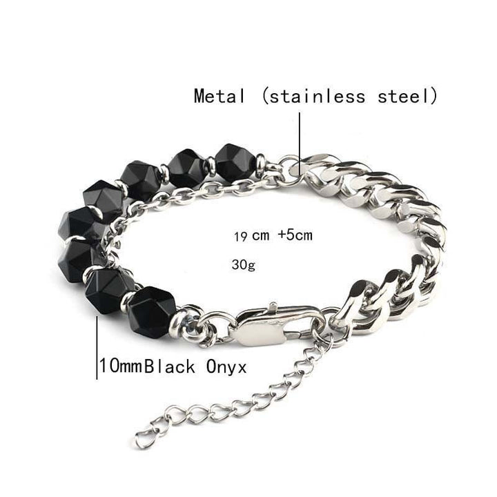 Olivenorma Faceted Black Onyx Tiger Eye Stainless Steel Bracelet - image 5