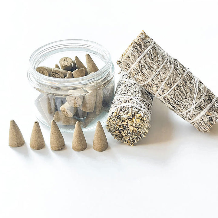Olivenorma Aromatherapy Crystal Cleansing Meditation Sage Incense Cones Holy Stick - Blue Sage Incense Cones - 100 Capsules/Bag - image 4