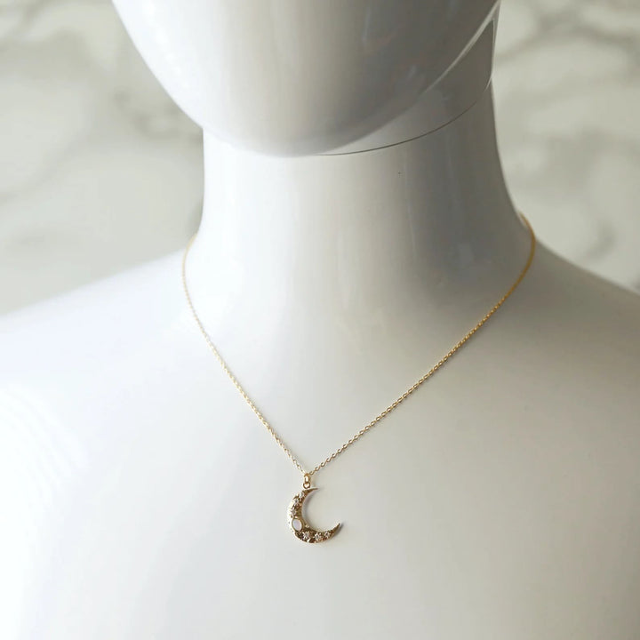 Olivenorma Golden Moon Opal Pendant Clavicle Necklace - image 10