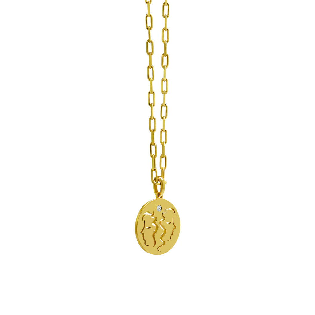Olivenorma White Zircon Hollow Circle Zodiac Stainless Steel Necklace - Gemini - image 6