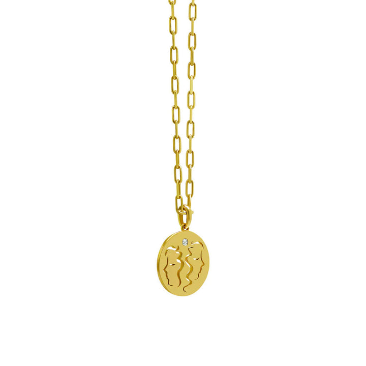 Olivenorma White Zircon Hollow Circle Zodiac Stainless Steel Necklace - Gemini - image 6