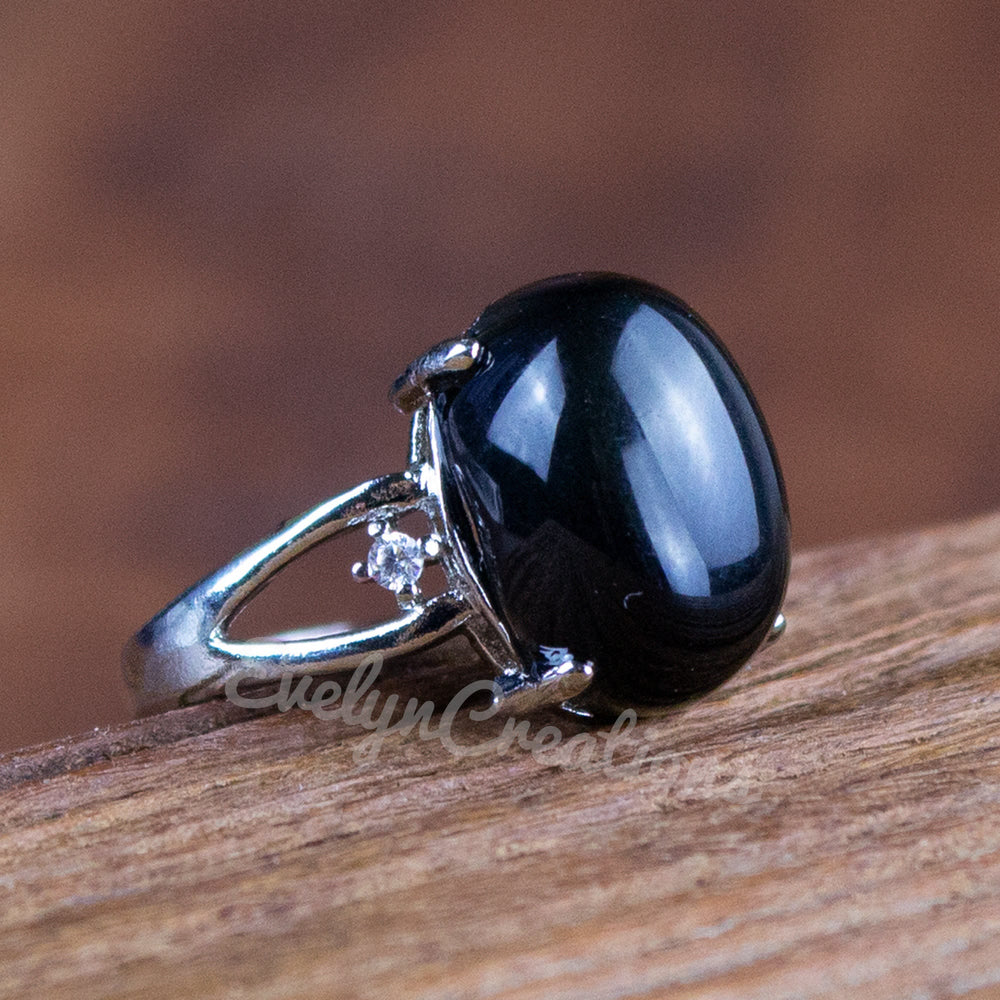 Olivenorma"Spiritual Protection" Natural Obsidian Ring - image 1