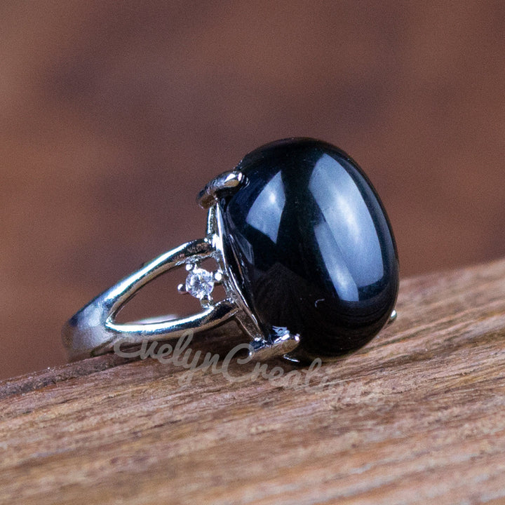 Olivenorma"Spiritual Protection" Natural Obsidian Ring - image 1