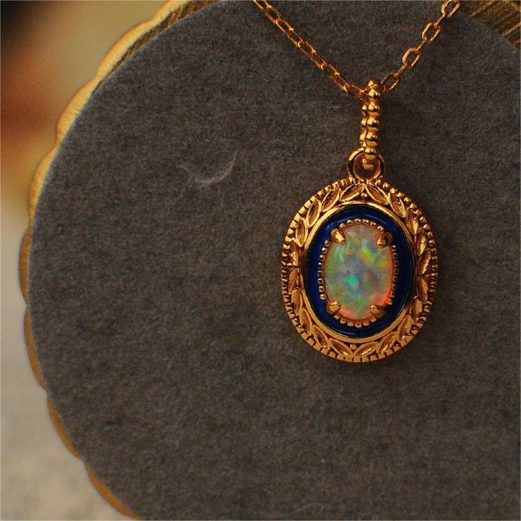 Olivenorma Natural Opal Inlay Pendant Necklace - image 3