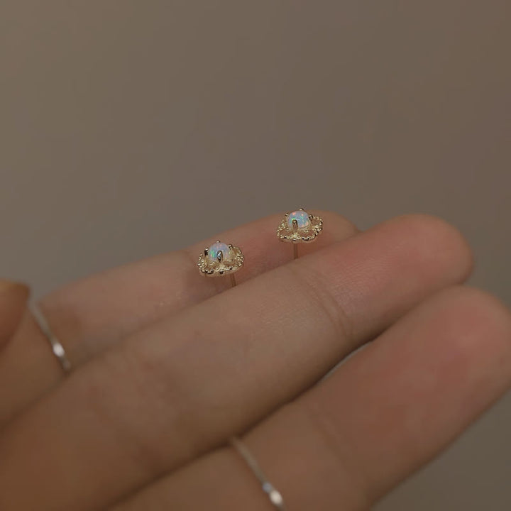 Olivenorma Delicate Vintage Opal Rhombic Earrings - image 5