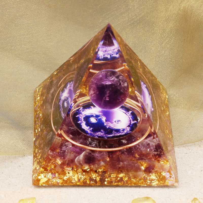 Olivenorma Amethyst Healing Orgone Pyramid - image 2