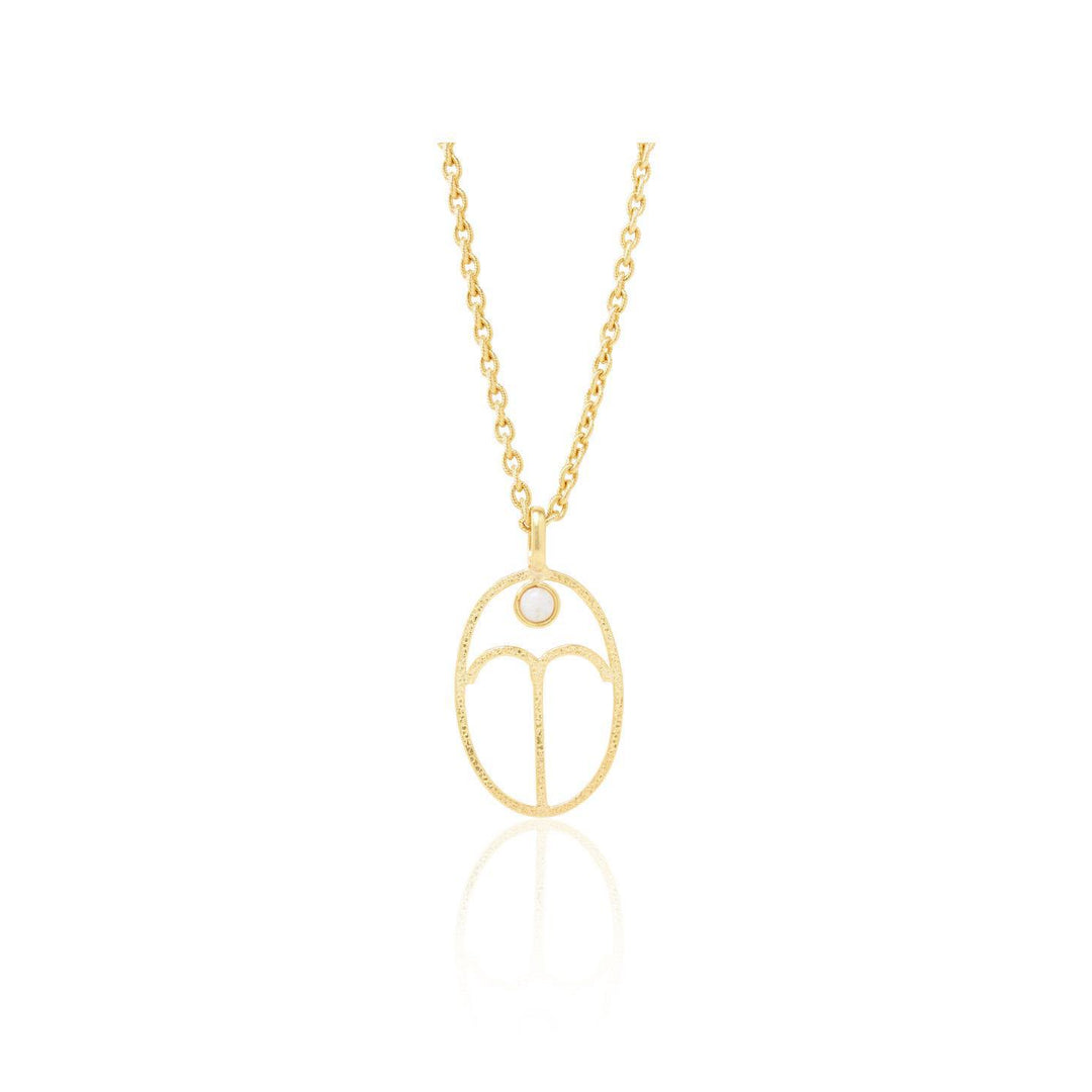 Olivenorma Hollow Zodiac Rune Birthstone Necklace - Aries&Simulated Diamond - image 1