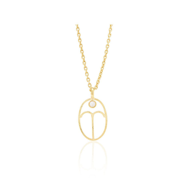 Olivenorma Hollow Zodiac Rune Birthstone Necklace - Aries&Simulated Diamond - image 1