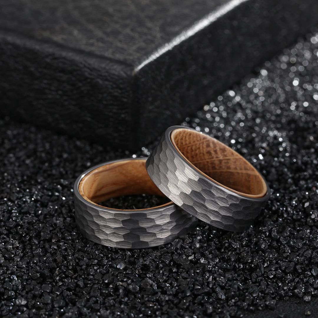 Olivenorma 8mm Tungsten Carbide Whiskey Barrel Wood Man Ring - image 4