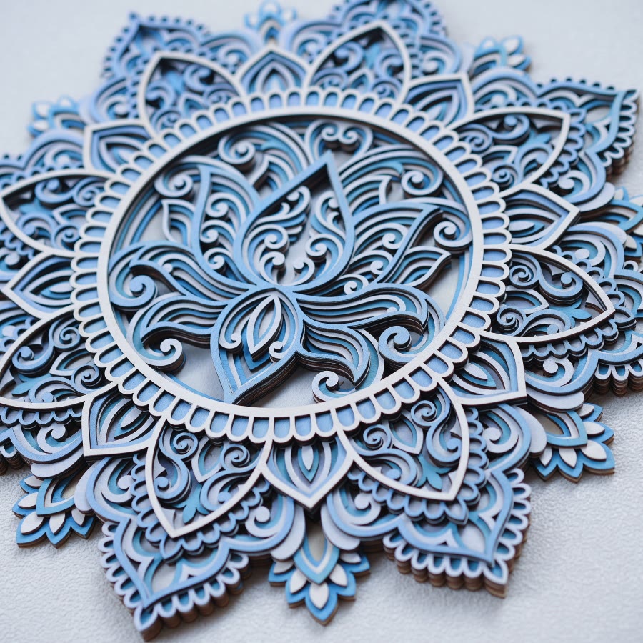 Olivenorma Blue Lotus Mandala 3D Painting Wall Decor - image 1