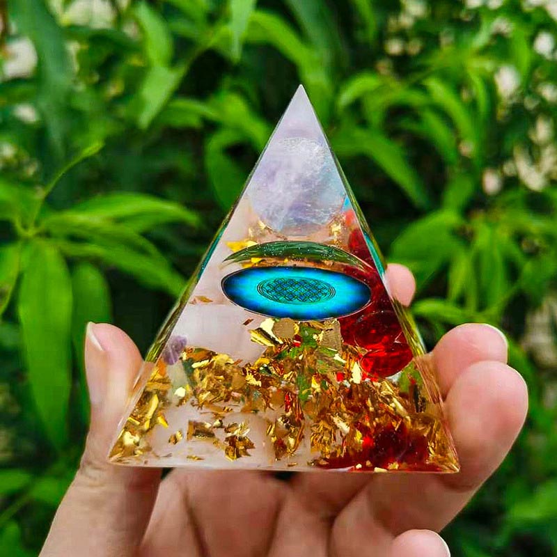 Olivenorma Amethyst Sphere With Pink Crystal Orgone Pyramid - image 2