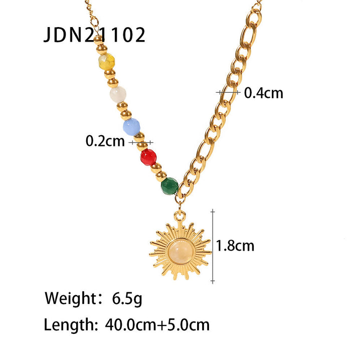 Olivenorma Opal Sun Shape Pendant Necklace - image 7